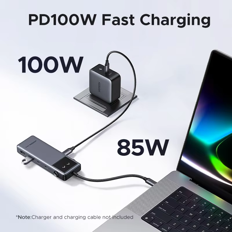 UGREEN Uno USB C 허브, 노트북용 분배기 어댑터, 맥북 프로 에어, USB 확장기, 도킹 스테이션, 6 인 1, 4K60Hz, PD100W, 10Gbps, USB3.2 이미지 5