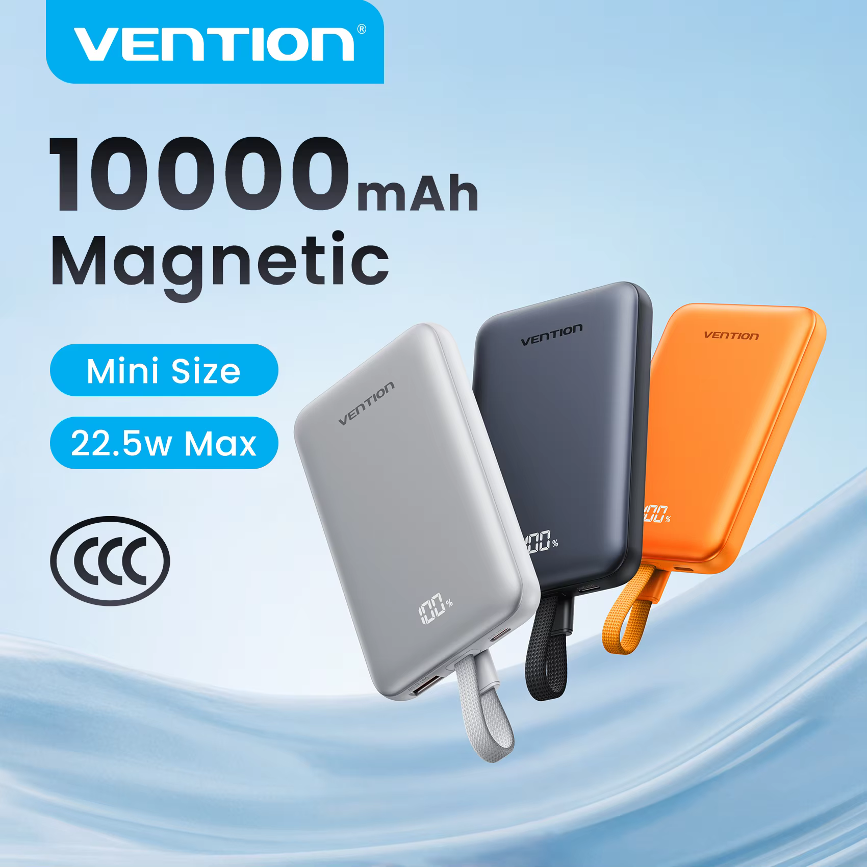 Vention CCC 10000mAh 22.5W 마그네틱 파워뱅크 15W 무선 고속 충전기 휴대용 파워뱅크 외장 배터리 아이폰 17용 이미지 1