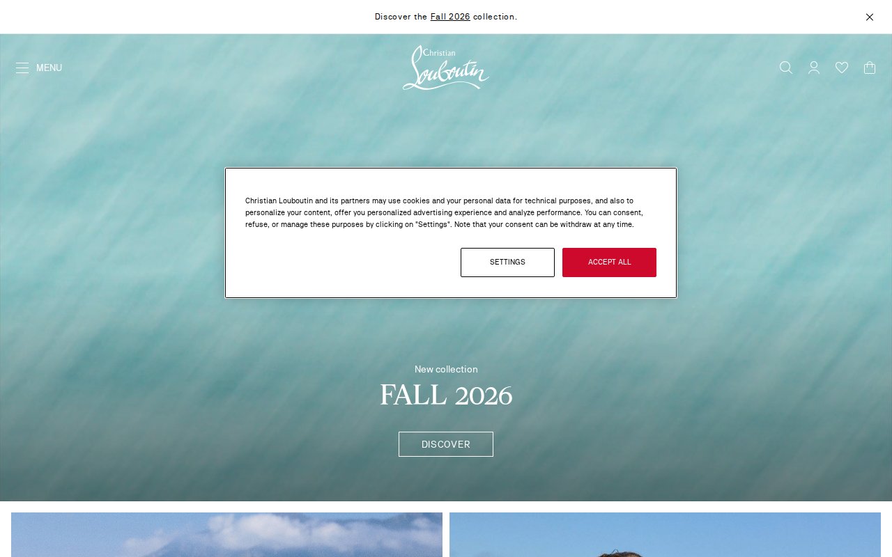 크리스찬 루부탱 공식 홈페이지 메인 화면
