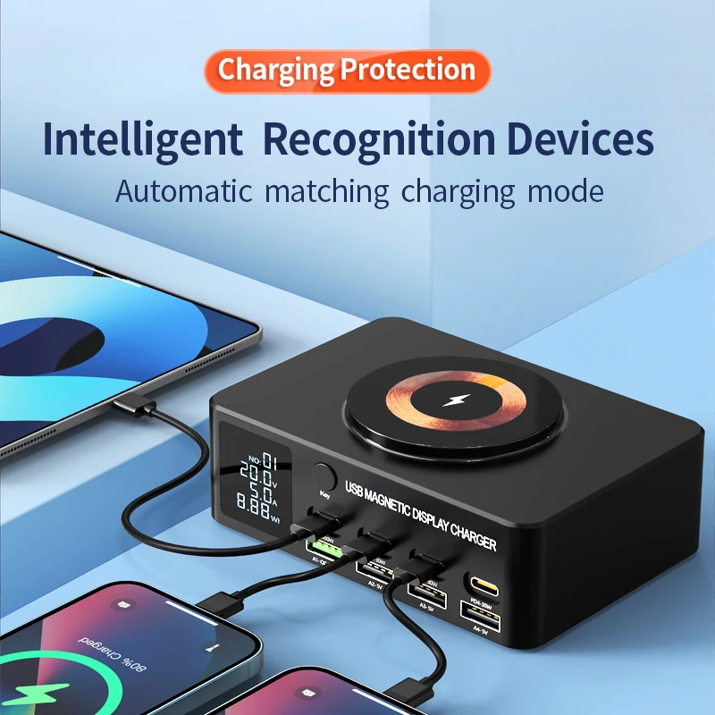 220W GaN USB C타입 고속 충전기 휴대용 QC3.0 140W 데스크탑 전원 충전 스테이션 아이폰 16 15 Pro Max 맥북 에어용 이미지 3