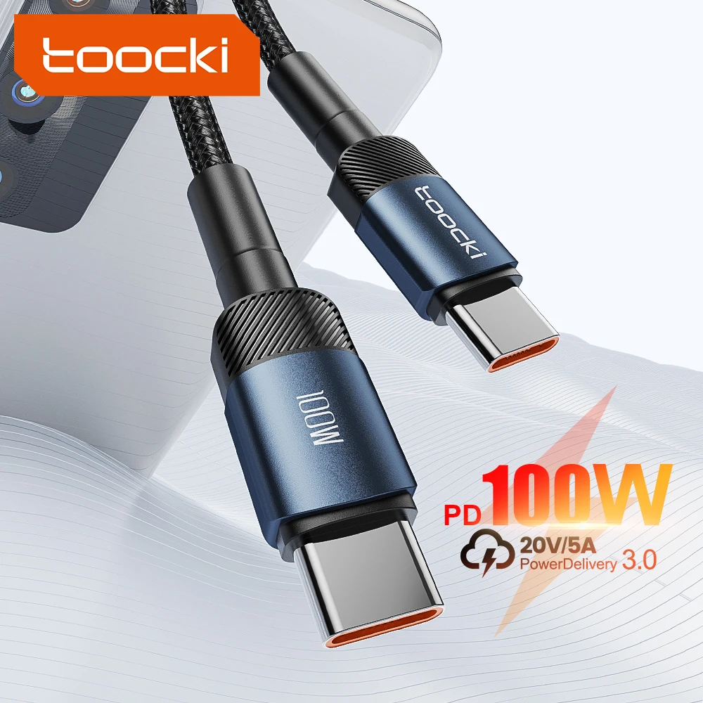 Toocki 100W USB 유형 C-유형 C 케이블, Huawei Xiaomi Poco 용 고속 충전 포함 Samsung POCO 안드로이드 전화 USB C 충전기 케이블 이미지 1