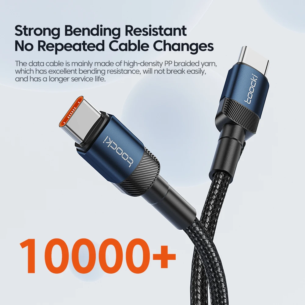 Toocki 100W USB 유형 C-유형 C 케이블, Huawei Xiaomi Poco 용 고속 충전 포함 Samsung POCO 안드로이드 전화 USB C 충전기 케이블 이미지 5