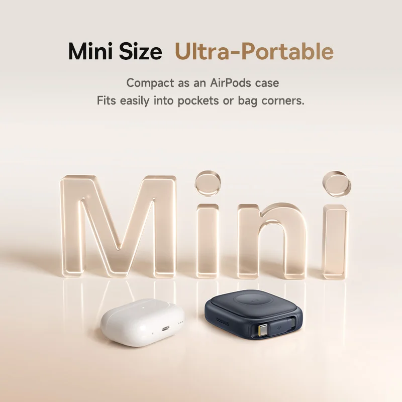베이스어스 100W 접이식 PD QC 고속 충전 케이블 내장형 E-워치 무선 충전 USB-C 타입-C 데이터 케이블 (아이폰, 맥북용) 이미지 6