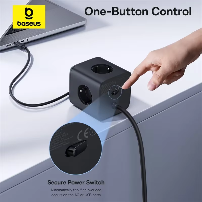 Baseus 67W GaN 고속 충전기 전원 스트립 3AC 3680W 콘센트 USB-C 노트북 iPhone 용 고속 충전 데스크탑 스테이션 Samsung Xiaomi 이미지 6