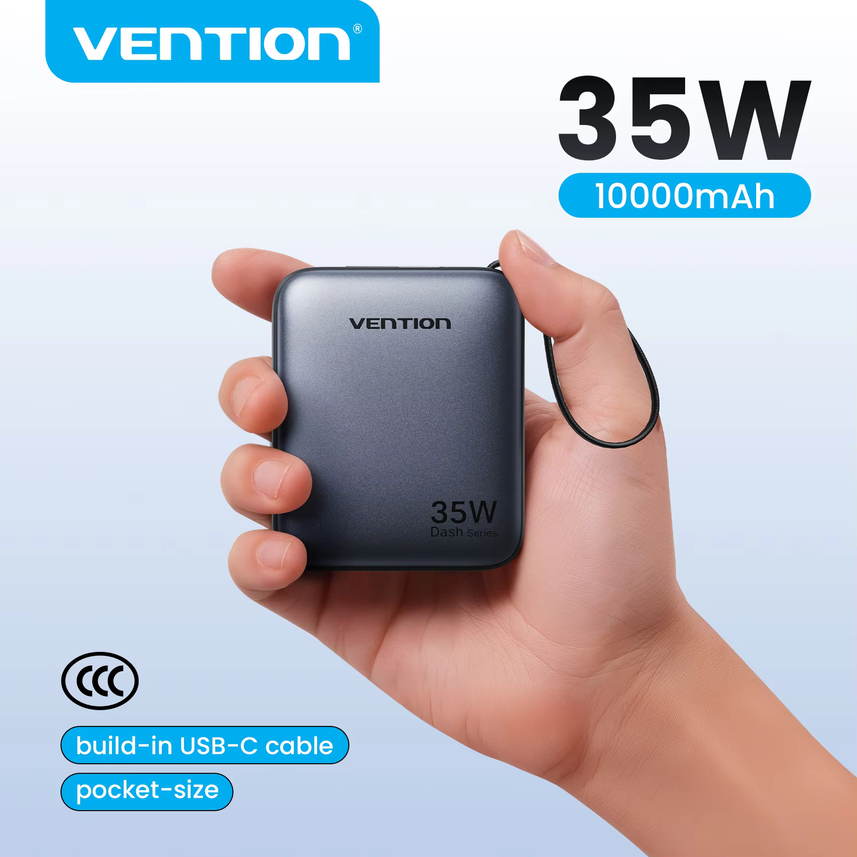 벤션 CCC 10000mAh 35W 파워 뱅크 고속 충전 휴대용 미니 3C 파워뱅크 아이폰 17 샤오미 외장 보조 배터리 충전기 이미지 1