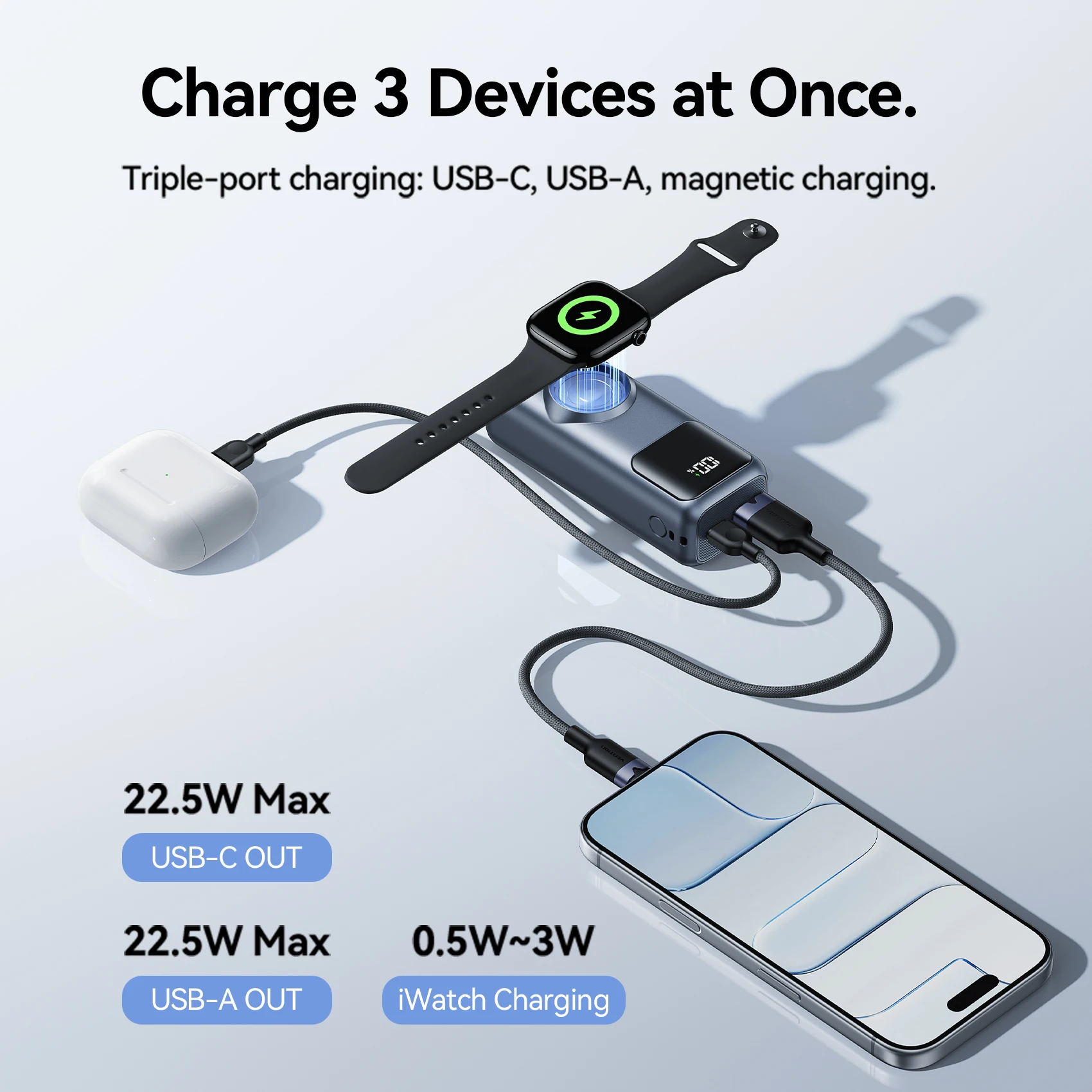 벤션 10000mAh 미니 보조배터리 22.5W 고속 충전 아이폰 17 16용 마그네틱 무선 충전기 애플워치 시리즈 11 10 9 호환 벤션 10000mAh 미니 보조배터리 22.5W 고속 충전 아이폰 17 16용 마그네틱 무선 충전기 애플워치 시리즈 11 10 9 호환 이미지 4