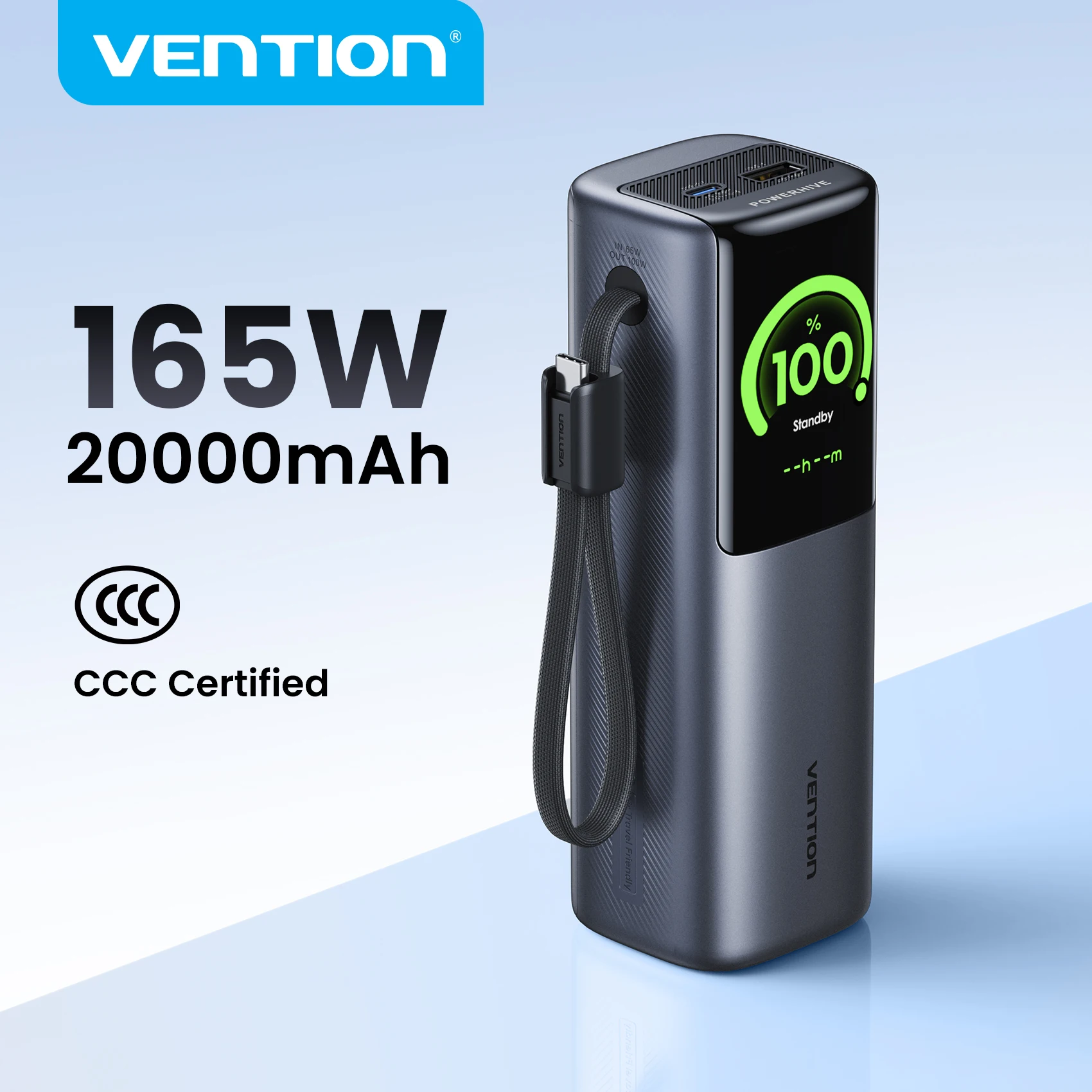 【CCC 인증】벤션 165W 파워뱅크 20000mAh PD 고속 충전기 노트북용 휴대용 3C 파워뱅크 아이폰 17 삼성 S25용 이미지 1