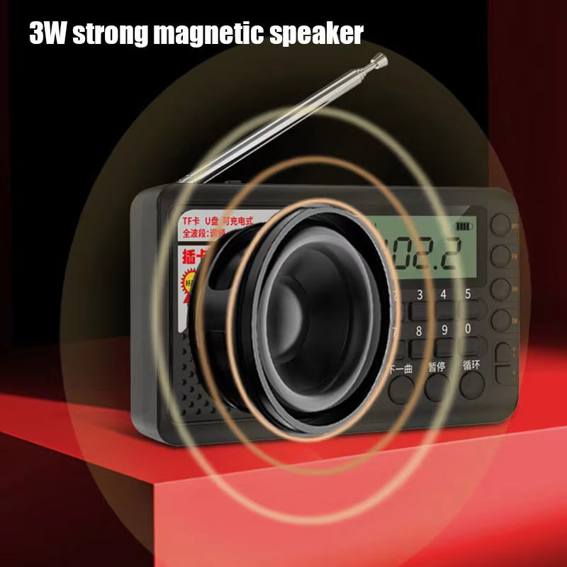AM FM SW 풀 밴드 라디오 TF USB 디스크 플레이어 충전식 18650 리튬 이온 배터리가 장착된 휴대용 Mp3 스피커 이미지 4
