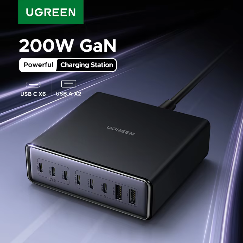 UGREEN 200W GaN 충전기 8 in 1 데스크탑 노트북 고속 충전 스탠드 for iPhone 17, 16, 15 Pro Max, Macbook Air, Xiaomi, Samsung 태블릿 UGREEN 200W GaN 충전기 8 in 1 데스크탑 노트북 고속 충전 스탠드 for iPhone 17, 16, 15 Pro Max, Macbook Air, Xiaomi, Samsung 태블릿 이미지 1
