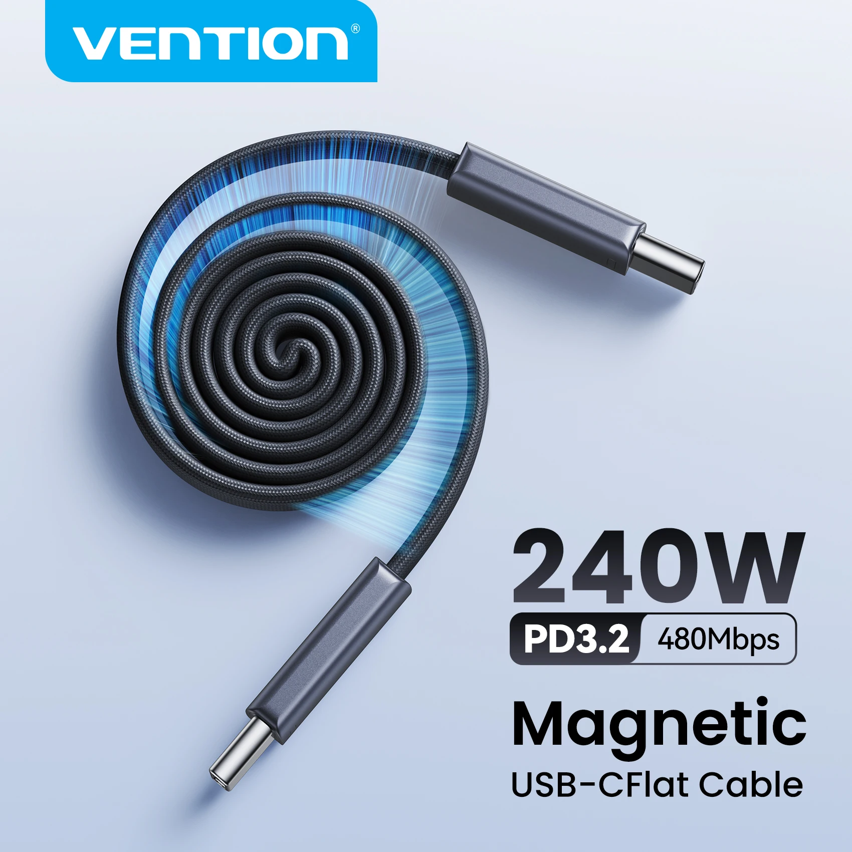 벤션 240W 마그네틱 USB C 케이블 USB C to Type C 케이블 맥북 노트북 아이폰 17 16 15 삼성 S25 24 아이패드 고속 충전 케이블 이미지 1
