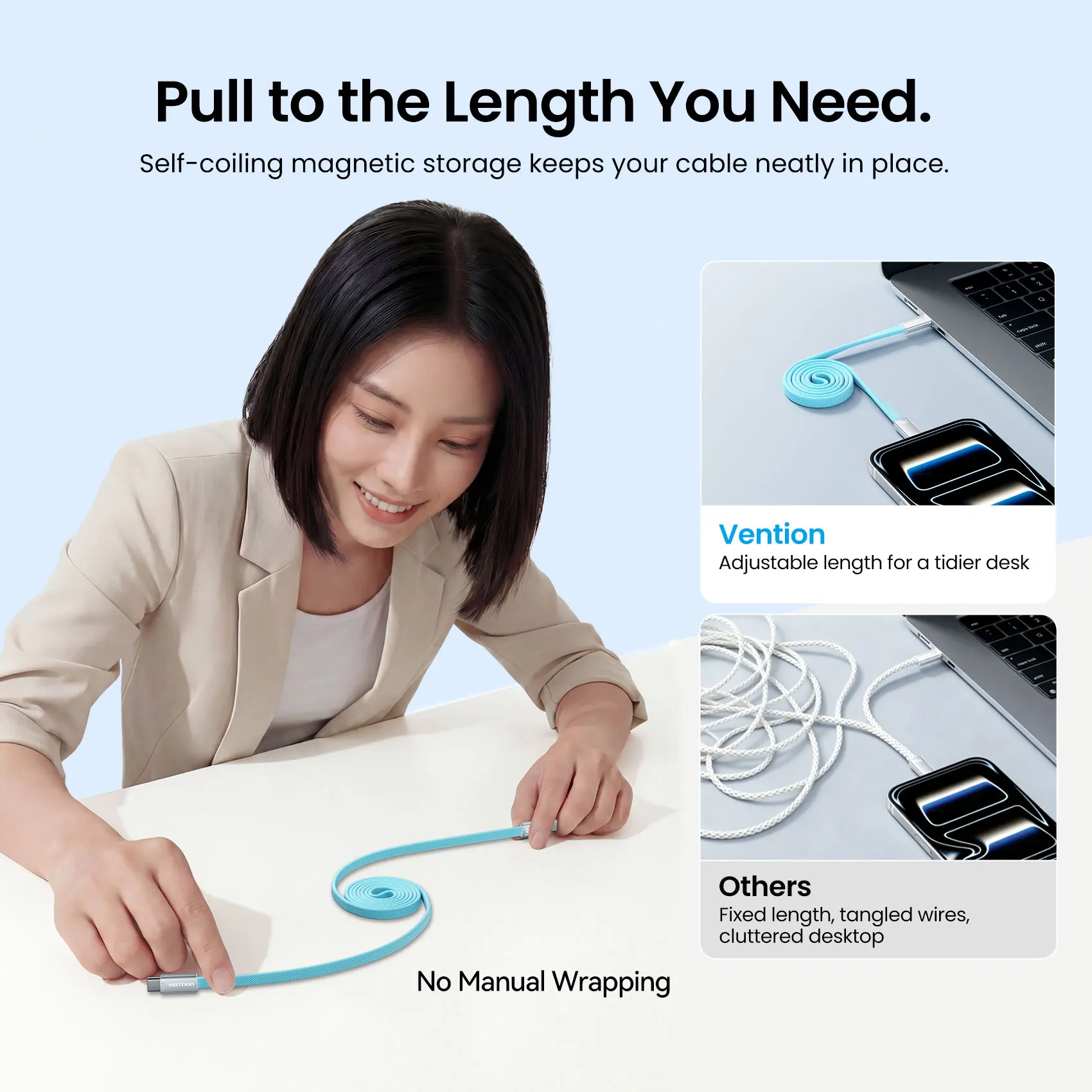 벤션 240W 마그네틱 USB C 케이블 USB C to Type C 케이블 맥북 노트북 아이폰 17 16 15 삼성 S25 24 아이패드 고속 충전 케이블 이미지 3