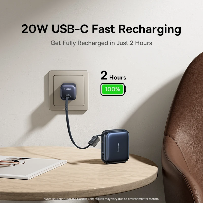 베이스어스 45W 미니 파워뱅크 10000mAh 내장 USB-C 케이블 포켓 사이즈 소형 고속 충전 휴대용 아이폰 17 삼성 S25용 이미지 5