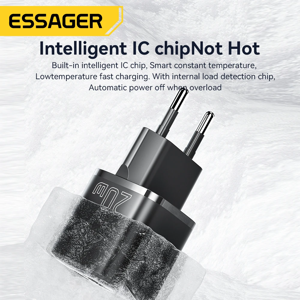 Essager 20W GaN USB 유형 C 충전기 PD 고속 충전 전화 QC 3.0 iPhone 14 13 12 11 Pro Max Mini iPad 충전용 빠른 충전기 이미지 6