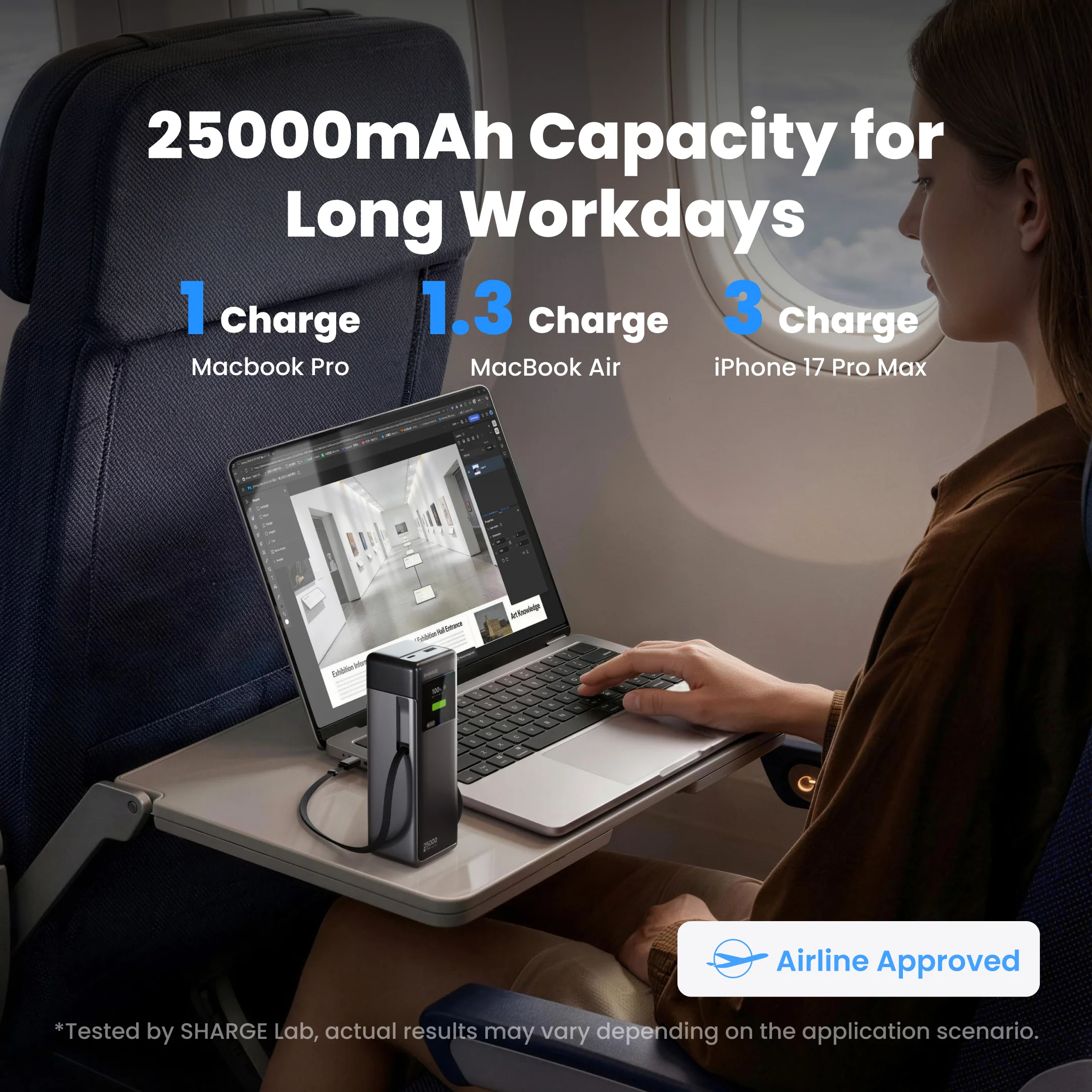 SHARGE HyperTower 170W 25,000mAh 노트북 보조배터리 100W USB-C 포트 내장형 접이식 케이블 (맥북, 아이폰17, 갤럭시 S26 호환) SHARGE HyperTower 170W 25,000mAh 노트북 보조배터리 100W USB-C 포트 내장형 접이식 케이블 (맥북, 아이폰17, 갤럭시 S26 호환) 이미지 3