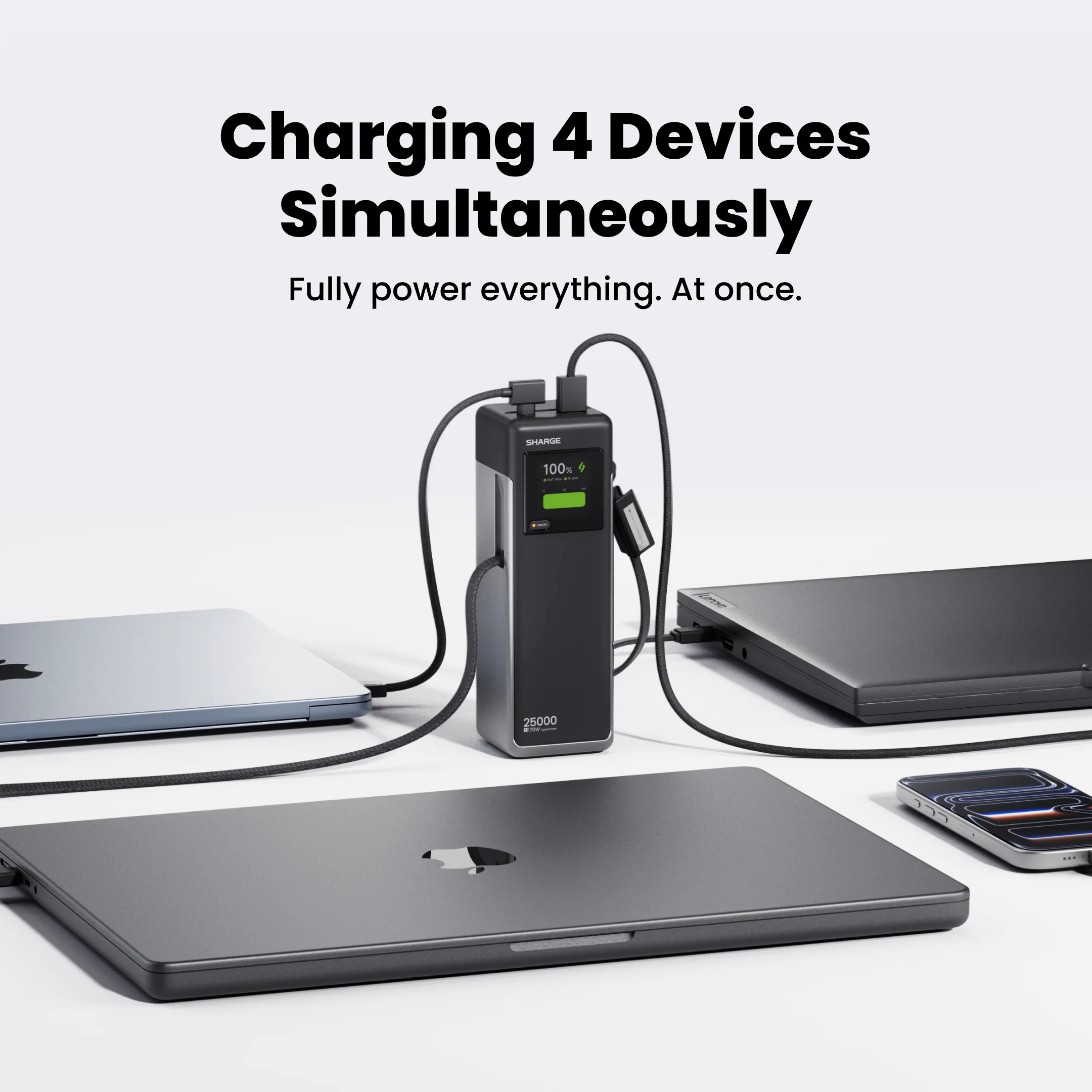 SHARGE HyperTower 170W 25,000mAh 노트북 보조배터리 100W USB-C 포트 내장형 접이식 케이블 (맥북, 아이폰17, 갤럭시 S26 호환) SHARGE HyperTower 170W 25,000mAh 노트북 보조배터리 100W USB-C 포트 내장형 접이식 케이블 (맥북, 아이폰17, 갤럭시 S26 호환) 이미지 4
