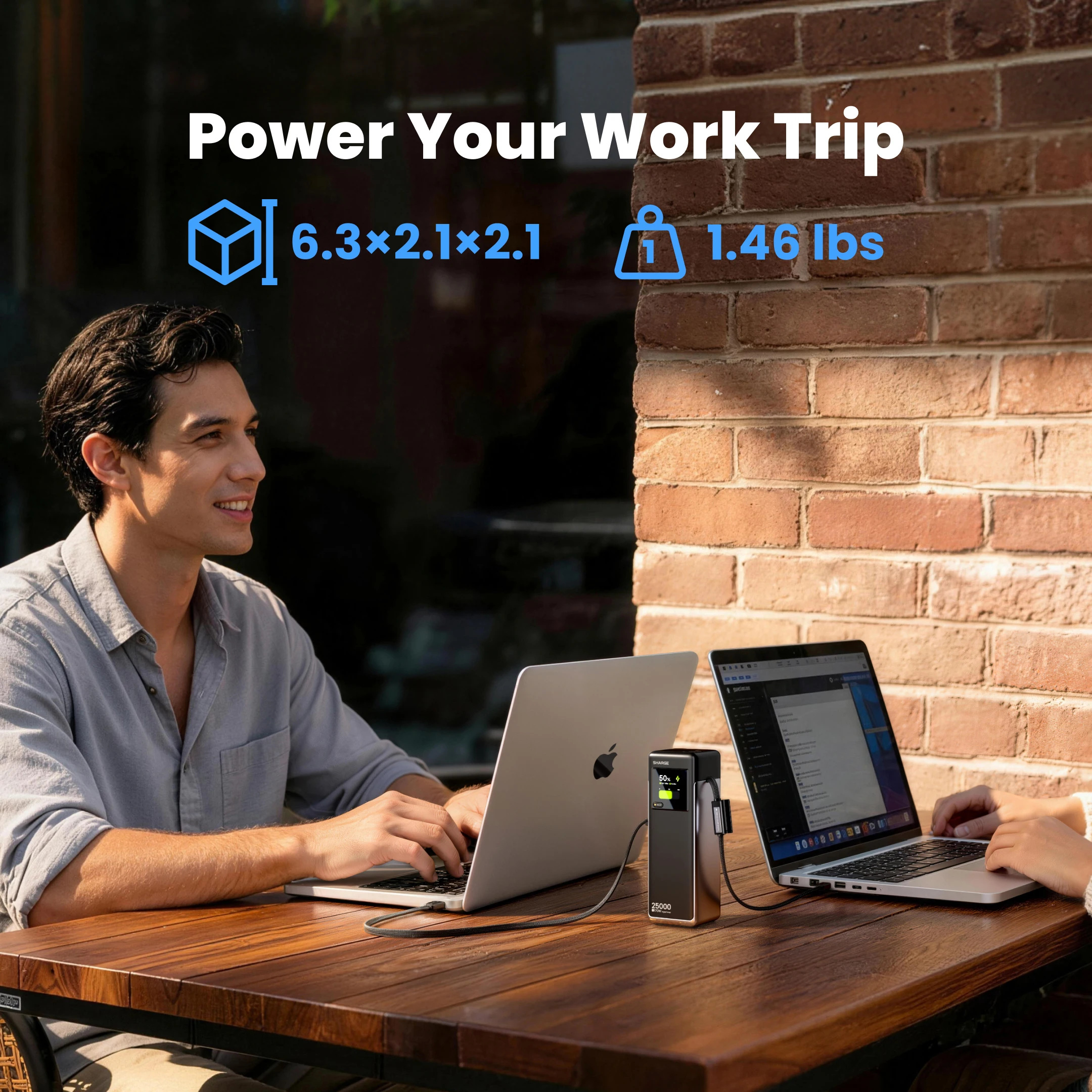 SHARGE HyperTower 170W 25,000mAh 노트북 보조배터리 100W USB-C 포트 내장형 접이식 케이블 (맥북, 아이폰17, 갤럭시 S26 호환) SHARGE HyperTower 170W 25,000mAh 노트북 보조배터리 100W USB-C 포트 내장형 접이식 케이블 (맥북, 아이폰17, 갤럭시 S26 호환) 이미지 6