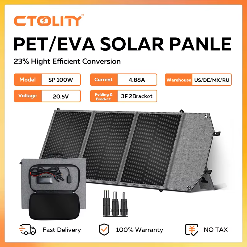 CTOLITY SP100 100W 유연한 태양광 패널 휴대용 접이식 가방 23% 효율 에너지 저장 공급 USB 타입-C 파워 스테이션용 이미지 1