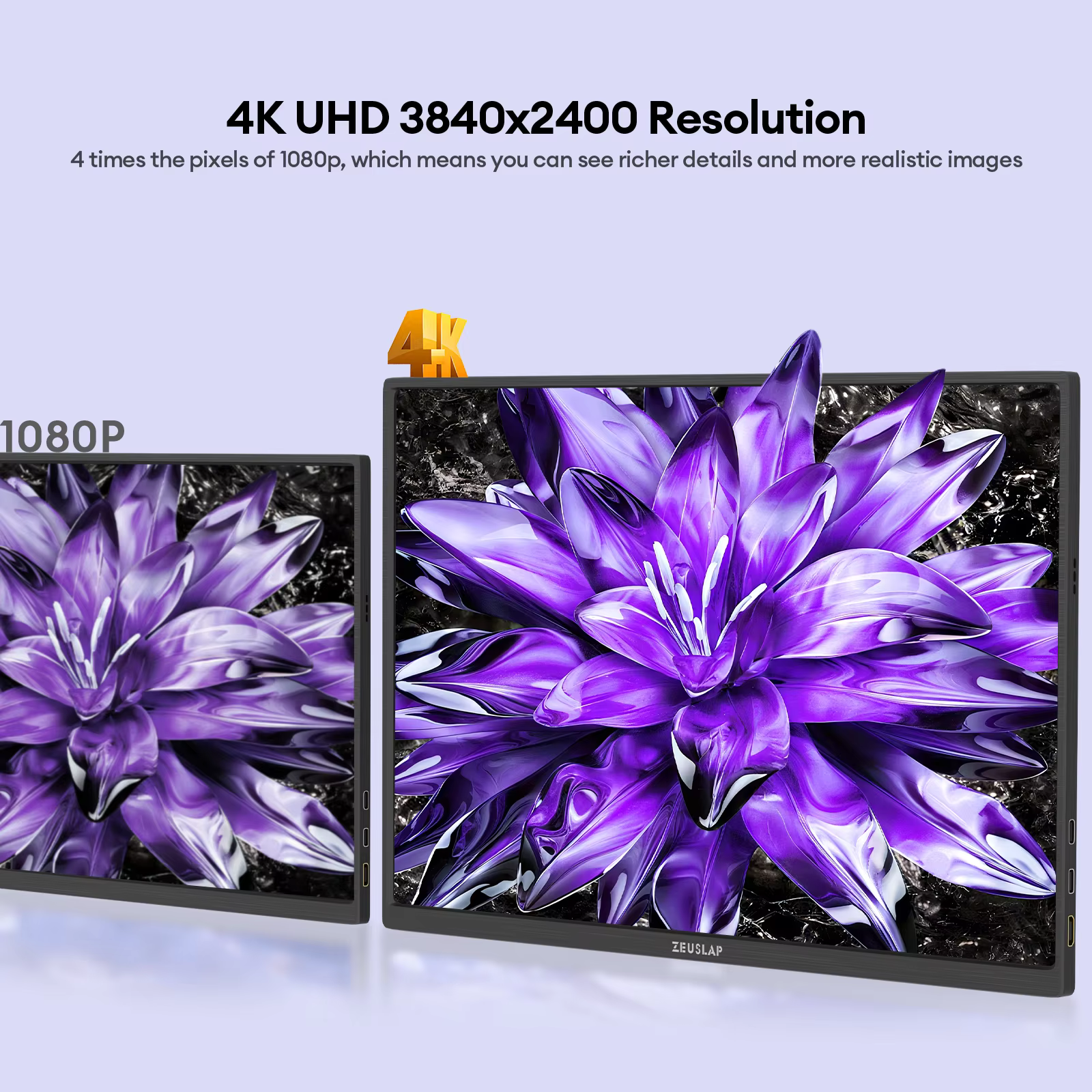 ZEUSLAP-Z16K 16인치 4K 휴대용 모니터 3840x2400 100% DCI-P3 썬더볼트 USB-C HDMI 휴대폰, PS5, 노트북 PC 보조 화면 ZEUSLAP-Z16K 16인치 4K 휴대용 모니터 3840x2400 100% DCI-P3 썬더볼트 USB-C HDMI 휴대폰, PS5, 노트북 PC 보조 화면 이미지 2