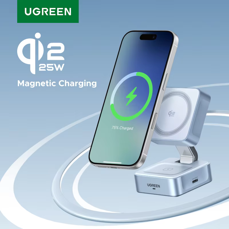 유그린 Qi2.2 25W 15W 2-in-1 마그네틱 무선 충전 스탠드 고속 충전 스탠드 충전기 아이폰 16 17/에어팟 마그플로우 충전기용 유그린 Qi2.2 25W 15W 2-in-1 마그네틱 무선 충전 스탠드 고속 충전 스탠드 충전기 아이폰 16 17/에어팟 마그플로우 충전기용 이미지 1