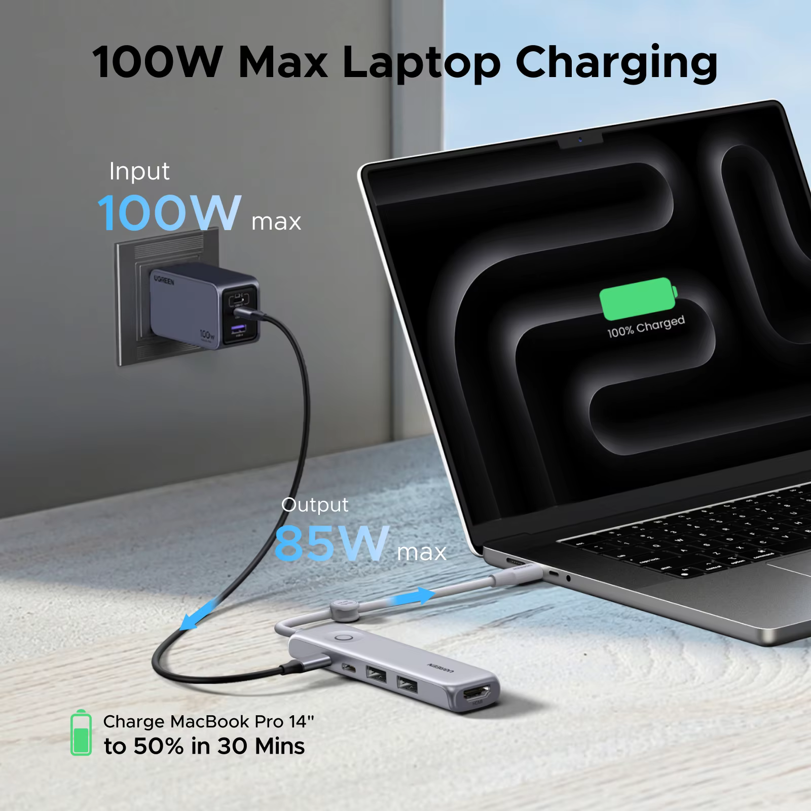 UGREEN 5-in-1 USB-C 허브 USB3.2 Gen2 10Gbps 데이터 전송 타입-C - 4K60Hz HDMI USB2.0 포트 PD100W (노트북, 맥북, HP, 델 호환) UGREEN 5-in-1 USB-C 허브 USB3.2 Gen2 10Gbps 데이터 전송 타입-C - 4K60Hz HDMI USB2.0 포트 PD100W (노트북, 맥북, HP, 델 호환) 이미지 6