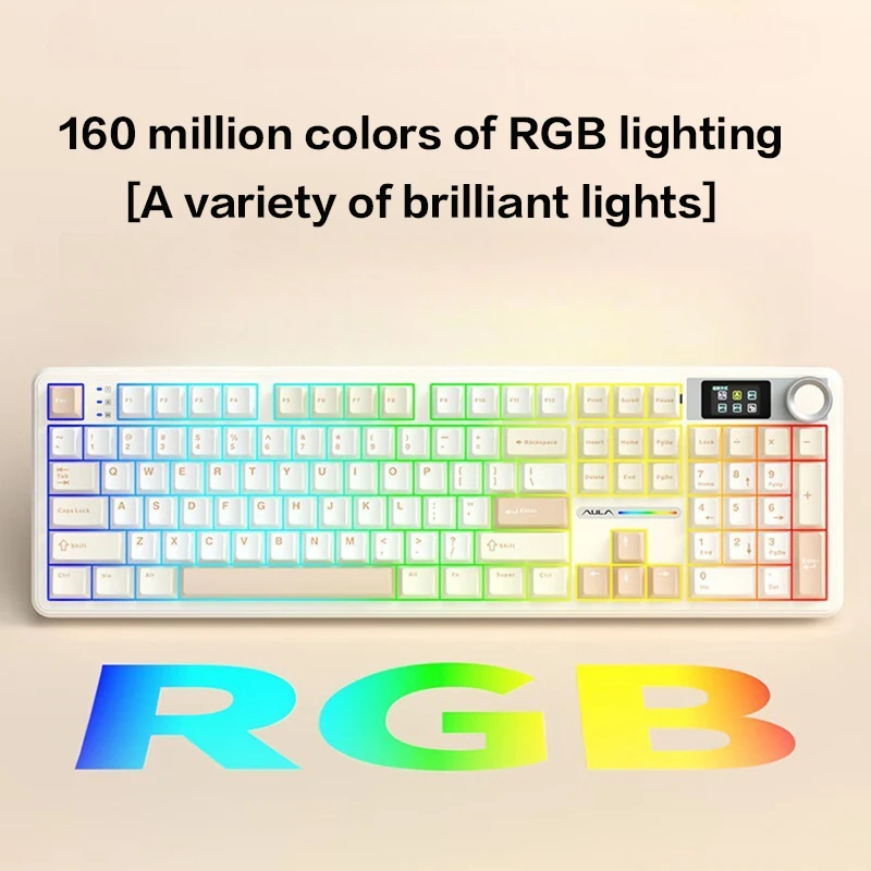 AULA F108Pro/F108 무선 블루투스 트라이 모드 연결, 다기능 디스플레이, 가스켓 구조, RGB 조명 효과 AULA F108Pro/F108 무선 블루투스 트라이 모드 연결, 다기능 디스플레이, 가스켓 구조, RGB 조명 효과 이미지 4