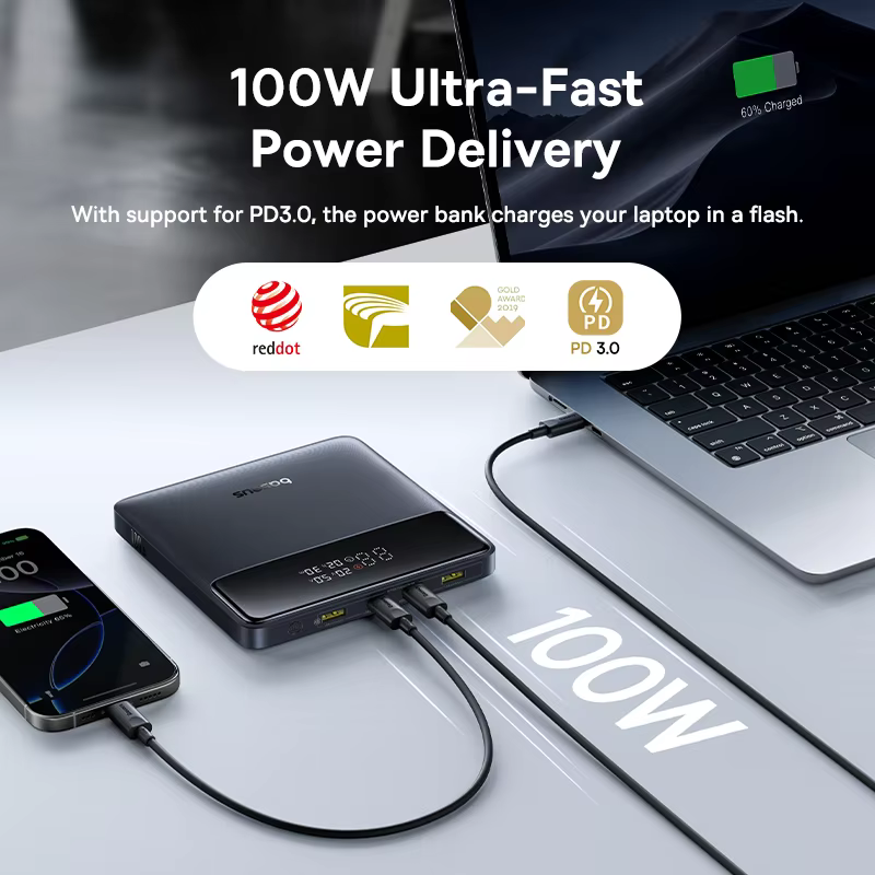 Baseus 100W 보조베터리 20000mAh 용량 PD 노트북 용 고속 충전 배터리 충전기 보조베터리 MacBook iPhone Samsung Xiaomi 이미지 3