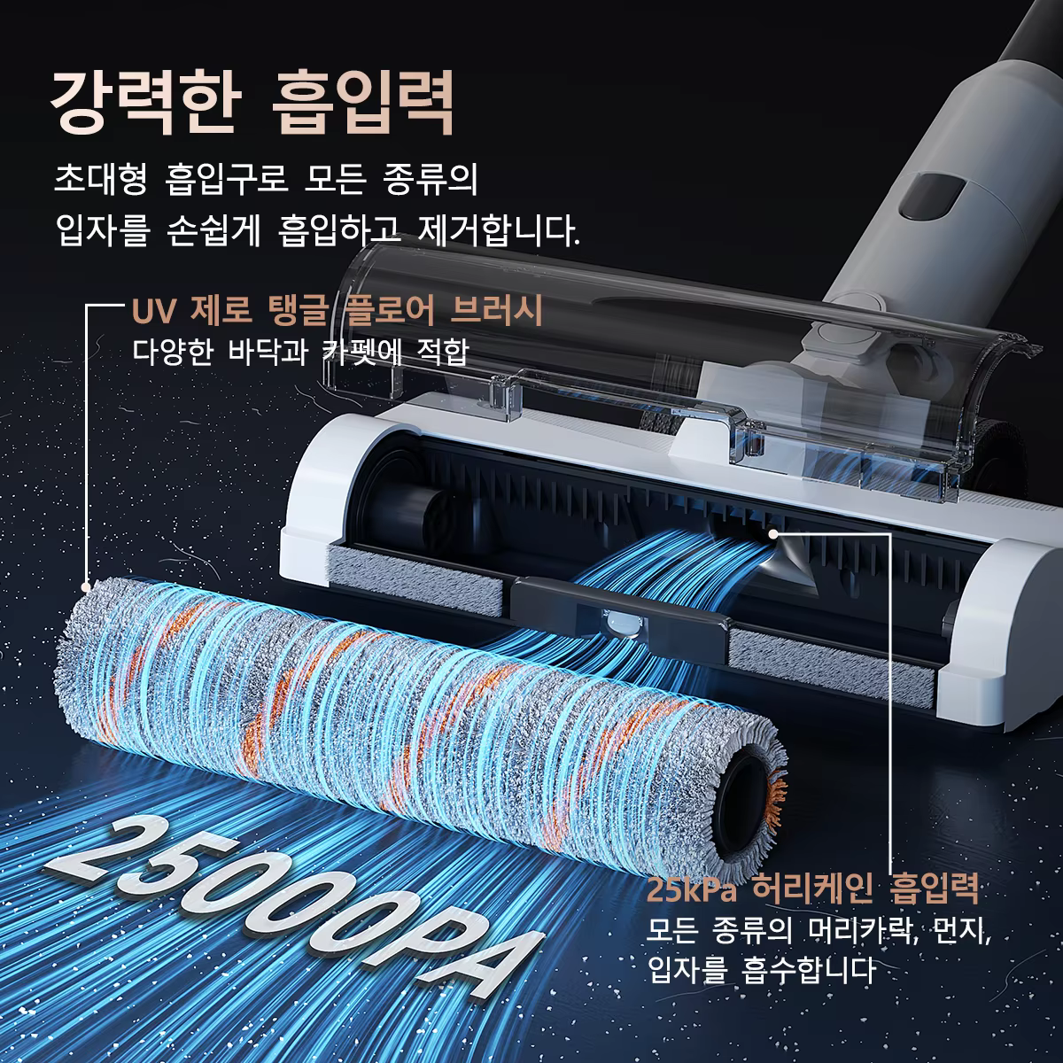 UWANT V500 자동 먼지 비움 무선청소기, 애완동물 청소기, UV-C 살균 램프, 25,000Pa 이미지 2
