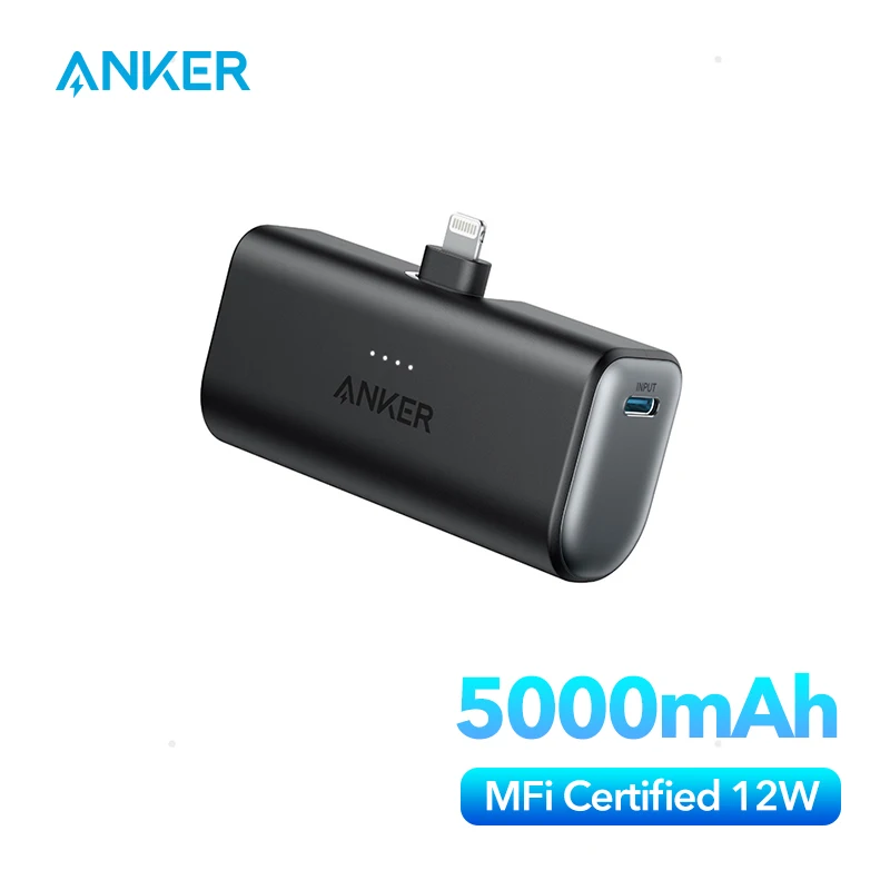 Anker 621 Powerbank 5,000mAh 12W 휴대용 충전기(라이트닝 커넥터 내장형 배터리 팩 포함) iPhone 14와 호환 가능 이미지 1